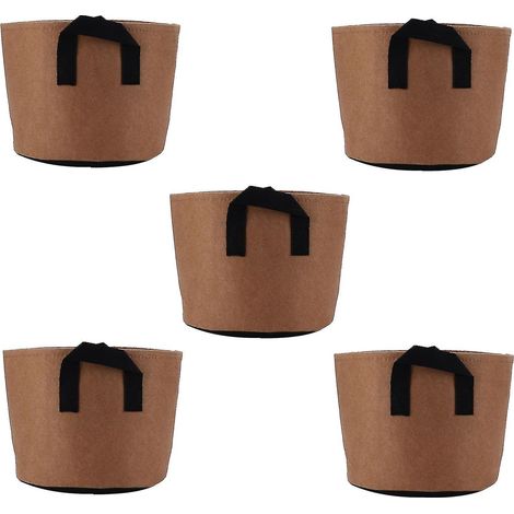 Lot de 5 sacs de culture de 3 gallons (11,4 litres) en tissu non tissé pour le jardinage, la culture de légumes, pommes de terre, tomates et fleurs, couleur kaki. (1/3)