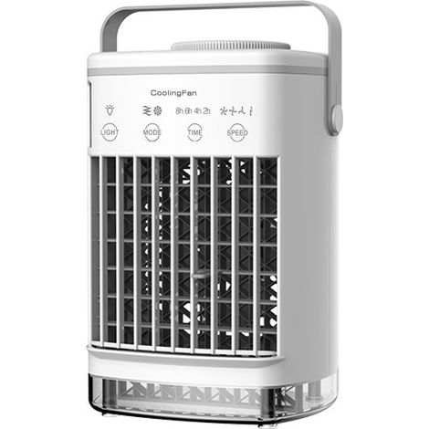 Climatiseur portable, réservoir d'eau de 700 ml, 4 vitesses de ventilation, 7 LED, mini climatiseur personnel, rafraîchisseur d'air portable pour chambre/bureau