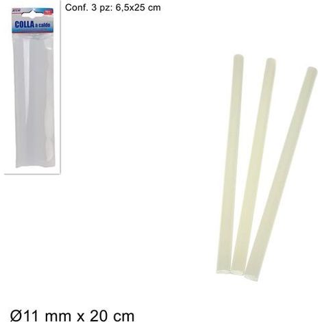 Set 3 Pezzi Colla a Caldo Termofusibile Silicone 200 mm 11 mm