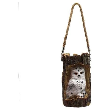 Lanterne solaire de jardin, lampe solaire à suspendre avec corde, lampe d'extérieur étanche en forme de souche de hibou pour terrasse, cour, allée, décoration(10 x 18cm) (1/5)
