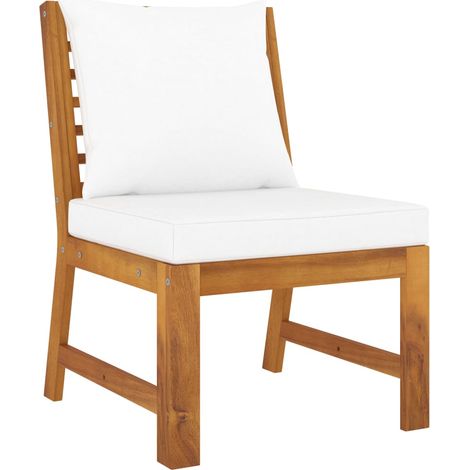 Sofá seccional central con cojín crema madera maciza acacia vidaXL