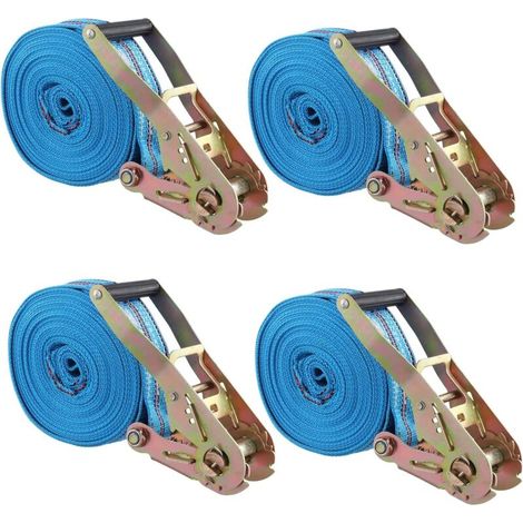 Lot de 4 sangles d’arrimage 0,8 tonne cliquet transport remorque extérieur (1/4)