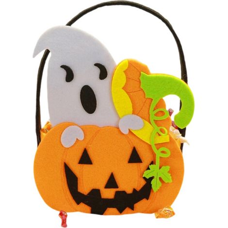 Borsa per caramelle a forma di zucca portatile, manico ergonomico, -4