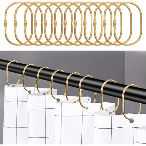 Anelli per tenda da doccia dorati – Set di 12 ganci decorativi in metallo antiruggine, eleganza moderna e resistenza duratura.