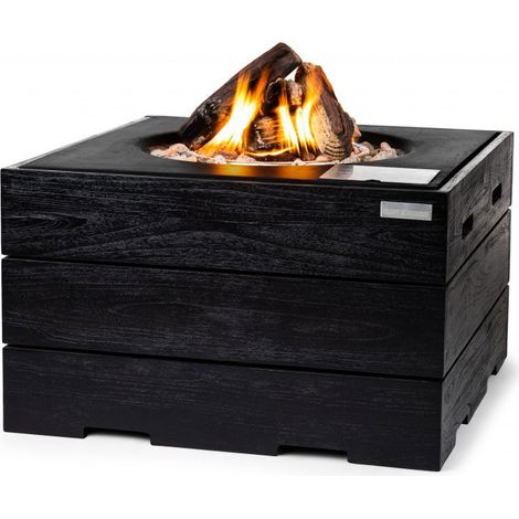 Happy Cocooning quadratischer Feuertisch Teakholz Black Schwarz (1/4)
