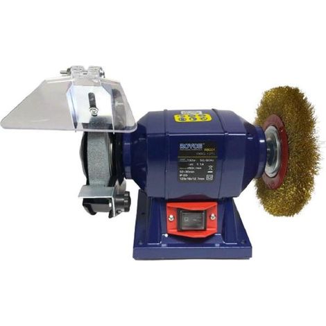 SMERIGLIATRICE MOLA DA BANCO 150W 2 DISCHI PIETRE 125MM PIU SPAZZOLA DA 150MM (1/5)