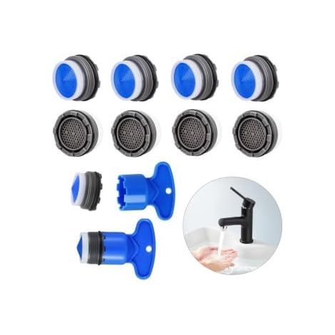Filtro aireador de grifo M21 de 8 piezas, aireador de grifo con 2 llaves, aireador de grifo ahorrador de agua para mezclador de fregadero de cocina y lavabo de baño.