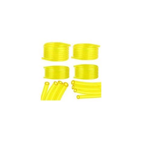 4 Pièces Tuyaux d'Essence, 1.5M Tuyau d'huile Transparent Jaune (2 x 3.5mm, 2.5 x 5mm, 3 x 5mm, 3 x 6mm), pour Tondeuse, Tondeuse à Gazon, PVC Tuyau, Tuyau D'huile