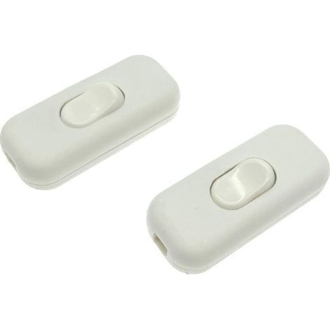 2 interruttori a cavo bipolari in linea, massimo 6A, bianco, interruttore bipolare in linea isolato, accetta 1-2 fili rotondi o piatti, interruttore a siluro per piccoli elettrodomestici o il (1/4)