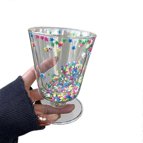 Verre Étoile à 5 Branches Coloré en Forme de Coupe avec Pied Haut (1/4)