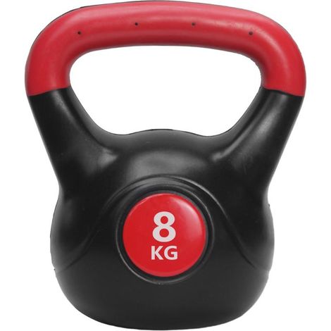 FITPADDY Kettlebell 8 kg Comfort Nero e Rosso con Impugnatura Ampia e Base Piatta (1/5)