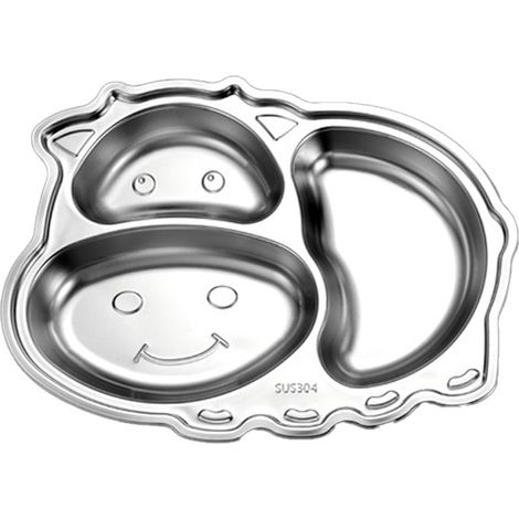 Edelstahlplatte mit Tiermotiven, rostfrei, unterteiltes Tablett, sicher für Kleinkinder und Kinder, BPA-frei