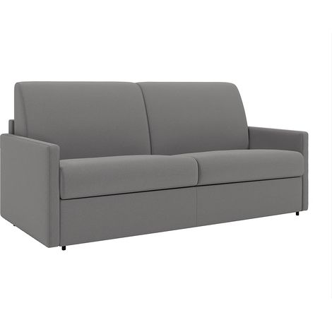 Divano letto 3 posti a ribalta in Tessuto Grigio chiaro - Larghezza Materasso 140 cm - Spessore 18 cm - CALIFE (1/5)