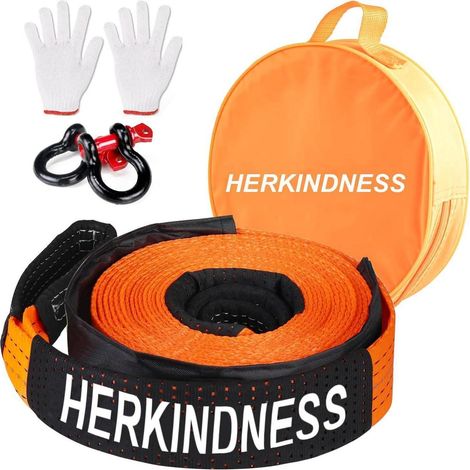 Abschleppseil 10 Tonnen, 5M, mit 2 Schäkeln, Handschuhen & Tasche (1/5)