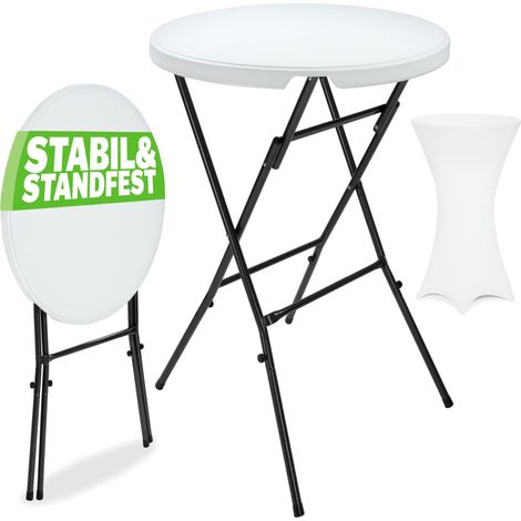CASARIA® Mesa Bar Bistró Funda 110 cm Mesa Alta Redonda Plegable Tablero Robusta Cocina Comedor Bodas Jardín Terraza Fiestas Eventos White (en) (1/5)