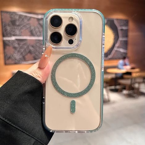 Étui magnétique pour iPhone 16 Pro vert, coque de protection antichoc