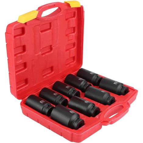 Jeu de douilles à choc, 9 pièces, entraînement de 1/2 pouce Écrou, douille d'écrou de moyeu d'essieu profond 29 mm 30 mm 31 mm 32 mm 33 mm 34 mm 35 mm 36 mm 38 mm (1/5)