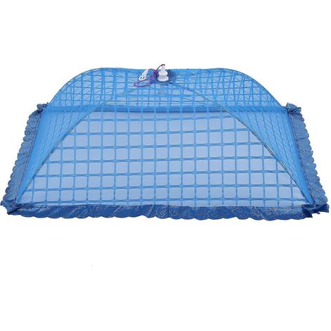 Ensemble de 1 parasol carré en maille, couverture alimentaire, tente, filet réutilisable et pliable 72x51cm pour pique-nique/barbecue - Protège des mouches, insectes et moustiques-(bleu) (1/4)