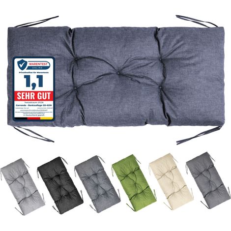 Garronda Coussin Exterieur Impermeable 100x50 cm pour Banc de Jardin Canapé Extérieur et Balancelle Coussins d'Assise Résistant UV pour Terrasse Balcon et Intérieur avec Cordons GD-0219 Bleu marine