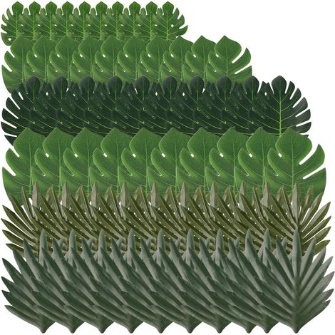 60 Pieces Artificial Palm Leaves, 6 Types of Monstera Leaves (1/5)