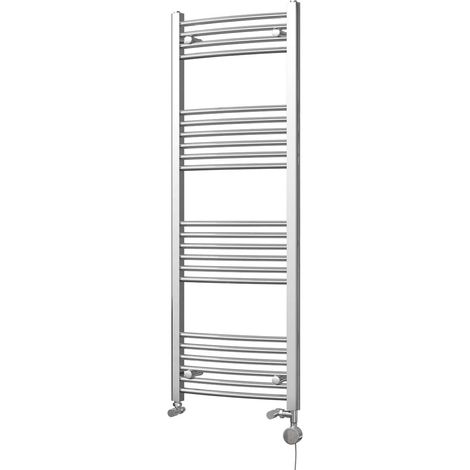 Zennor - Chrome Dual Fuel Towel Rail H1400mm x W500mm Thermostatic - Curved (1/3)