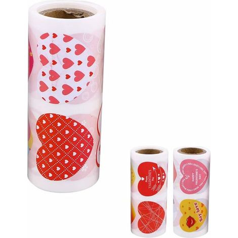 ,Étiquettes Autocollantes,pour Le cœur Étiquettes adhésives sur Rouleau Cadeau à l’épreuve de l’Eau Paster,3Pcs (1/5)