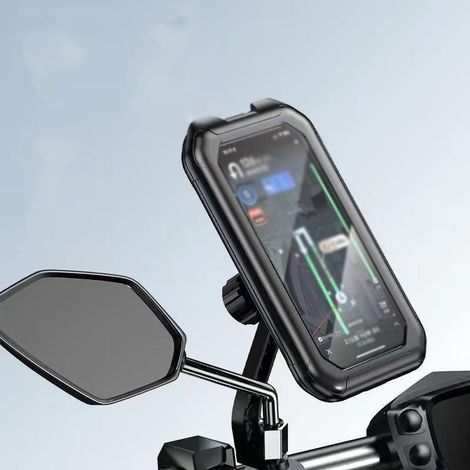 Support de téléphone pour moto avec accès au câble de charge, rotation à 360 °, support résistant à l'eau,compatible avec vélo électrique et scooter