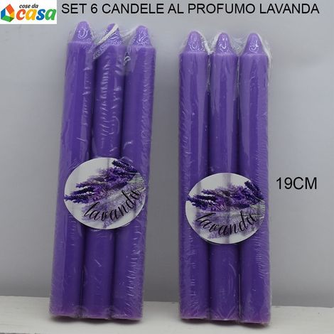 Candela profumata cm19 6PZ profumo lavanda lilla per ambiente decoro casa negozi (1/5)