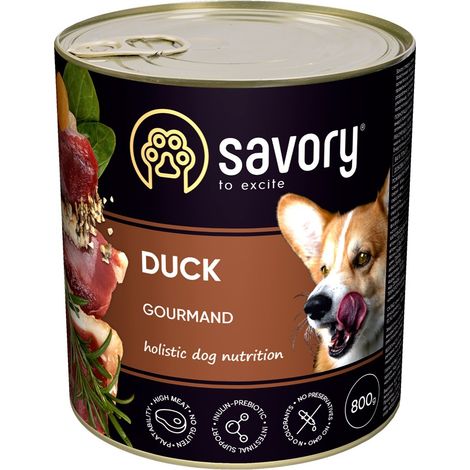 Comida húmeda sabrosa para perros adultos de todas las razas, sabor pato, 800 g. (1/2)
