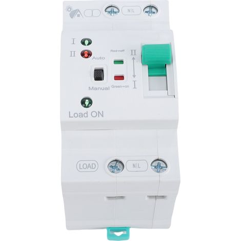 2 interrupteurs inverseurs automatiques/manuels 63A, sélecteur double alimentation, commutation milliseconde, montage rail DIN, modèle PV (1/5)