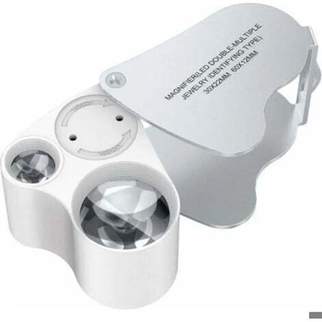 Loupe de bijoutier éclairée par LED 30x60, loupe d'horloger pour pierres précieuses, bijoux, pièces de monnaie, timbres (1/5)