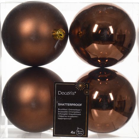 4 PALLINE DI NATALE D.10CM COLORE BRONZO LUCIDO/OPACO