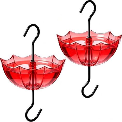 Lot de 2 bains d'oiseaux - Abreuvoirs - Protection anti-fourmis pour mangeoire à colibris - Bains d'oiseaux d'extérieur - Design parasol - Décoration pour terrasse et jardin - Pour mangeoires à colibr (1/5)