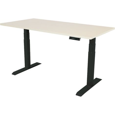 Elektrischer Schreibtisch - 140x80 cm - Dual Motor - Schwarz / Eiche hell