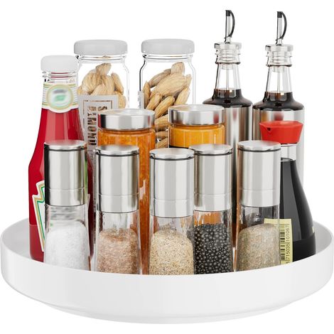 Lazy Susan Cabinet Organizer - Lazy Susan 28cm Metal Turntable Turntable Kitchen Spice Rack Pantry Cupboard Bathroom Countertop Refrigerator Table Storage (1/5)