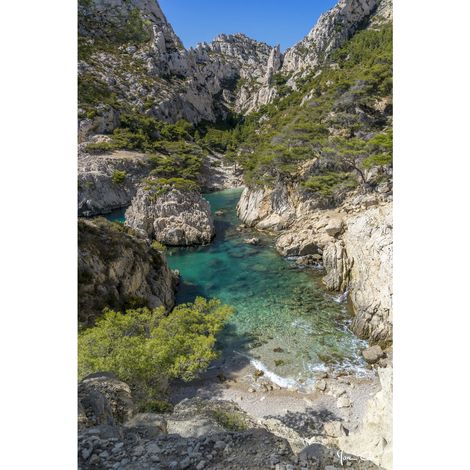 Tableau sur toile calanque rocheuse 65x97 cm - Impression sur Toile Murale Décorative - Image imprimée en HD sur Toile - Toile sur Châssis en Bois FSC - Fabriqué en France (1/5)