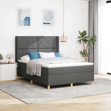 Boxspringbett mit LED-Lichtleisten Grau 140 x 200 cm Stoff vidaXL (1/5)