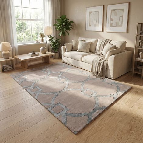 Tapis design Heritage - Designertapis - 230x160cm, Rectangular - 80% Laine vierge, 20% Soie de bambou - Tufté main - Argent
