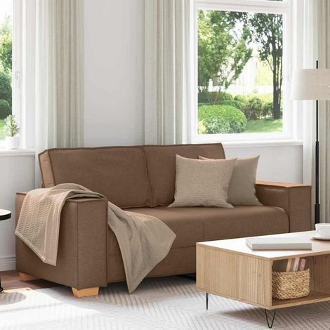 Canapé convertible 2 places marron 140 cm tissu couchage confortable (1/5)