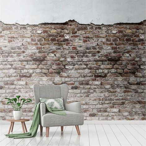 Photo wallpaper Profhome 383331 hot embossed non-woven wallpaper smooth brick look matt grey black white 1.59 m x 2.8 m (1/4)