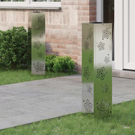 Solar LED Weg Licht 2 pcs Silber Galvanisiertes Stahl
