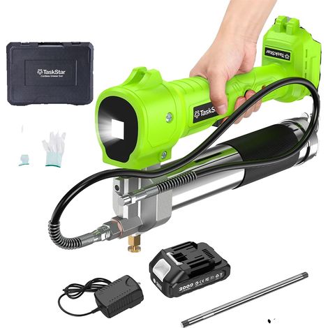 Pistola de engrase eléctrica, funcionamiento inalámbrico, luz LED integrada, con 1 batería de 2,0 Ah. (1/2)