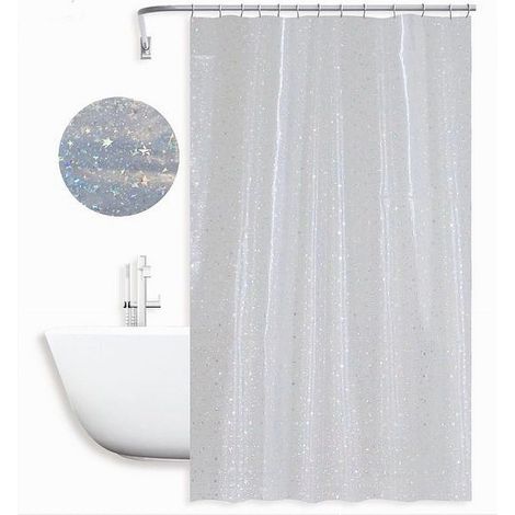 TRADE SHOP - Tenda Per Doccia Vasca Bagno Effetto Cielo Stellato Con 12 Ganci 240x180cm 87186 - (1/2)