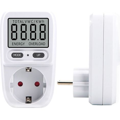 Wattmètre 230 V/16 A,Wattmètre prise compteur d'énergie, consommation d'énergie mètre Contrôleur de Consommation Electrique avec l'écran d'affichage à cristaux liquides, puissance maximum 3680W(1 pièc (1/5)