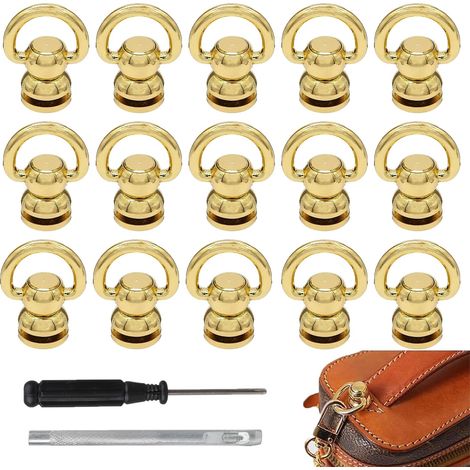 Rivets Rotatifs D Anneau Boucle Tête Boutons avec Anneau Métal Tête Ronde Chicago Stud Vis PièCe Bouton Rond De Rivet Rivet avec Anneau Lot de 24 Rivets à Vis, Rivet de Bouton (1/5)