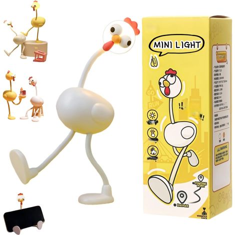 Mini veilleuse abstraite blanche en forme de poussin (batterie 500 mAh) - Une veilleuse de bureau rechargeable, idéale p (1/5)
