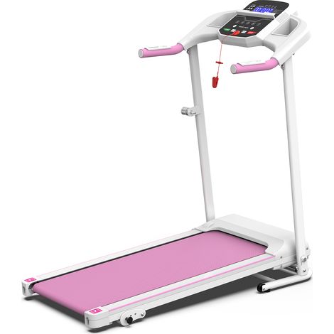 Cinta de correr plegable con inclinación 2,5 HP con asas, acero, blanco y rosa, HOMVRA (1/5)