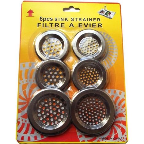 Paquet de 6 grilles filtre à évier en inox - Grande et petite taille - Anti-rouille (1/4)