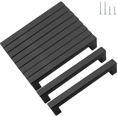 Maniglie per mobili da 10 pezzi, nere, spaziatura fori 160 mm, maniglie da cucina, maniglie per cassetti in acciaio inox con quaranta viti, maniglie per armadi, maniglie per porte, maniglie da cucina 