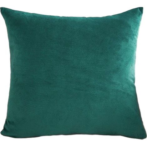 Lot de 2 housses de coussin en velours – Vert foncé – Dimensions 45 × 45 cm (1/5)
